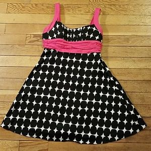 Dressbarn Black White Polka Dotted Empire Dress